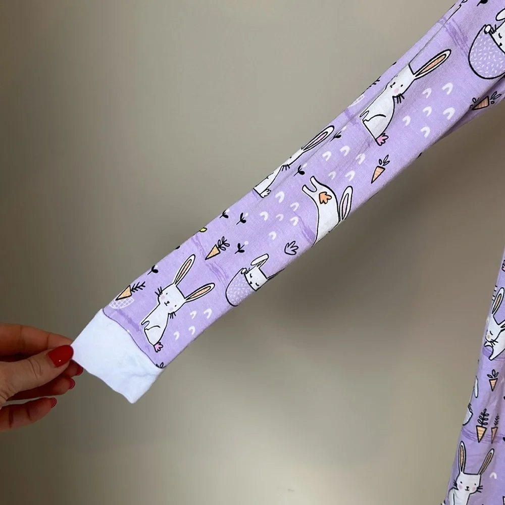 Little Sleepies Lavender Bunnies Long Sleeve Easter Pajamas 4T - Picture 4 of 15